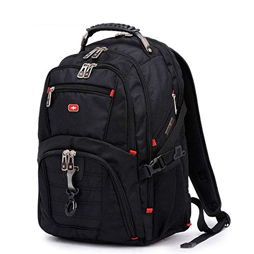 Hadishi Swiss Army Knife Mochila para Hombres Multifunción Gran Capacidad 15 Pulgadas Mochila para computadora Ocio Viajes Mochila Impermeable Negro,M