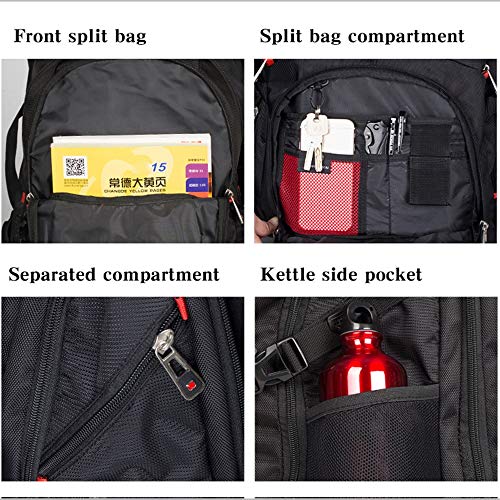 Hadishi Swiss Army Knife Mochila para Hombres Multifunción Gran Capacidad 15 Pulgadas Mochila para computadora Ocio Viajes Mochila Impermeable Negro,M