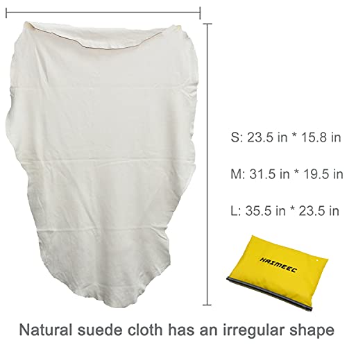 HAIMEEC Gamuza para Coche, Piel de Ciervo Genuina Super Absorbente De Secado Rápido Natural De Gamuza De Lavado De Coche Paño Accesorios (3SET (S M L))
