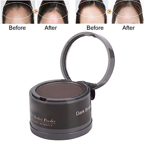 Hair Line Powder Hairline Beauty Cosmetics para rellenar el cabello fino, Hairline Shadow Powder con un soplo y espejo para mujeres y hombres.(Marron oscuro)