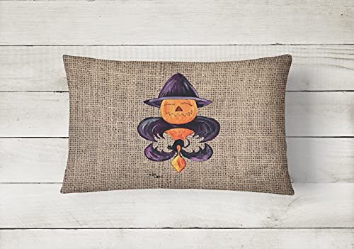 Halloween Calabaza bate Fleur de Lis decorativo tela almohada