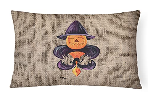 Halloween Calabaza bate Fleur de Lis decorativo tela almohada