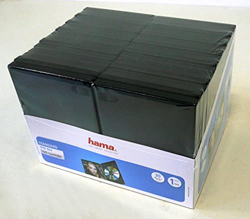 Hama 11495 - Pack de 30 Cajas para CD/DVD, Negro