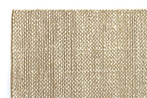 HAMID - Alfombra de Yute Giralda 100% Fibra de Yute Natural, Alfombra Suave y de Alta Resistencia, Tejida a Mano, Alfombra de Salón, Comedor, Dormitorio, Pasillo, Blanco (300x80cm)