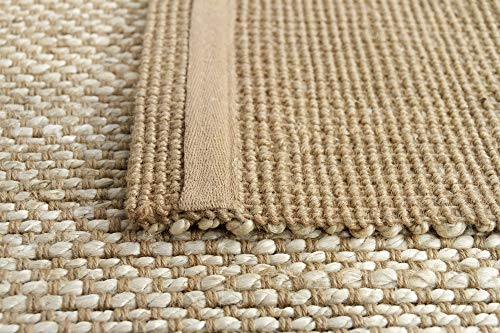 HAMID - Alfombra de Yute Giralda 100% Fibra de Yute Natural, Alfombra Suave y de Alta Resistencia, Tejida a Mano, Alfombra de Salón, Comedor, Dormitorio, Pasillo, Blanco (300x80cm)