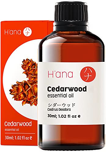 Hana Aceite esencial de madera de cedro - Da volumen al cabello y alivia la piel seca y sensible - Recupere la tez segura - Grado terapéutico 100 puro para aromaterapia y uso tópico - 30 ml