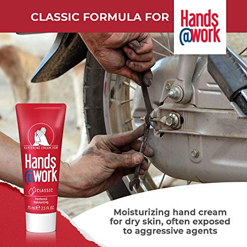 Hands@Work - Fórmula clásica - Crema hidratante de manos con glicerina para Hands@Work. La combinación de glicerina y pantenol proporciona protege contra la sequedad excesiva - 75 ml