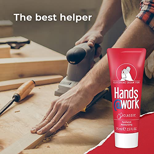 Hands@Work - Fórmula clásica - Crema hidratante de manos con glicerina para Hands@Work. La combinación de glicerina y pantenol proporciona protege contra la sequedad excesiva - 75 ml