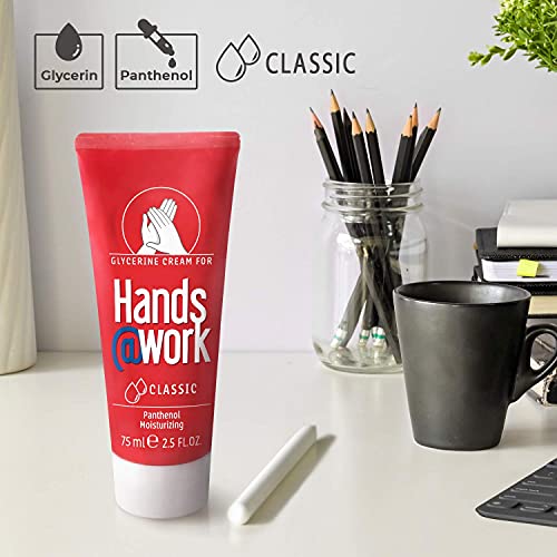 Hands@Work - Fórmula clásica - Crema hidratante de manos con glicerina para Hands@Work. La combinación de glicerina y pantenol proporciona protege contra la sequedad excesiva - 75 ml