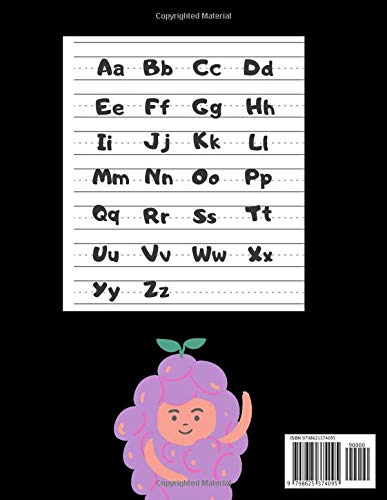 Handwriting Practice Paper: Bumper 200 Blank Writing Pages - For Students Learning to Write Letters, Alphabet Writing Practice to Master Letters - Grape costume, Black Design