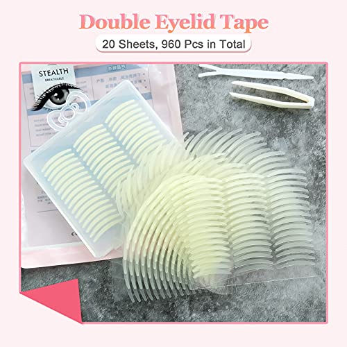Hanyousheng Cinta de Doble Párpado, Cinta de Párpados Invisibles, 960 Piezas Pegatinas de Párpados Dobles, Herramienta de Maquillaje para Fiestasy Clubes, Color de Piel