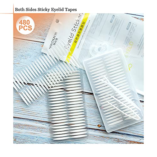 Hanyousheng Cinta para Párpados, Pegatinas de Párpados Dobles, 480 Piezas Invisibles Cinta de Doble Párpado, Herramienta de Maquillaje Para Fiestas Y Clubes, Color de Piel