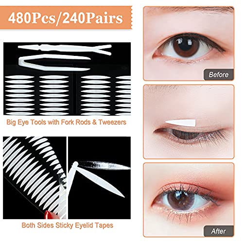 Hanyousheng Cinta para Párpados, Pegatinas de Párpados Dobles, 480 Piezas Invisibles Cinta de Doble Párpado, Herramienta de Maquillaje Para Fiestas Y Clubes, Color de Piel