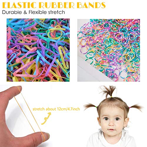 Hanyousheng Gomas de Pelo, Mini Gomas Pelo, Goma de Pelo Multicolor, 1000 Piezas Gomas Pelo Bebe, Gomas de Pelo Niña, Elástico Banda de Pelo, Gomas pelo Pequeñas para Niños y Niñas