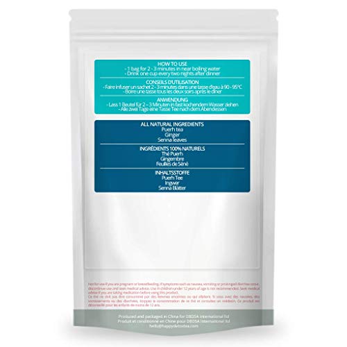Happy Detox Tea - Limpieza de colon - Té laxante - Detox - Adelgazante - Régimen de 28 días - 14 sobres