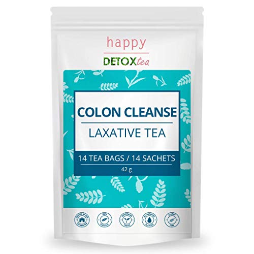 Happy Detox Tea - Limpieza de colon - Té laxante - Detox - Adelgazante - Régimen de 28 días - 14 sobres
