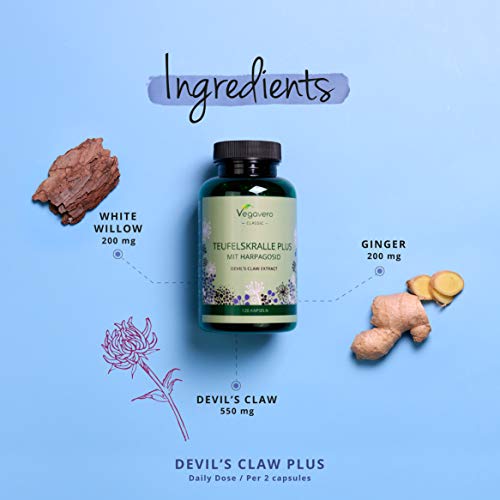 Harpagófito Plus Vegavero® | Con Extractos de Jengibre & Salix Alba | Antiinflamatorio & Analgésico Natural | Dolores Articulares | SIN ADITIVOS | 120 Cápsulas | Vegano