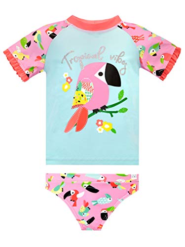 Harry Bear Bañador de Dos Piezas para niña Tucán Tropical Rosa 3-4 Años