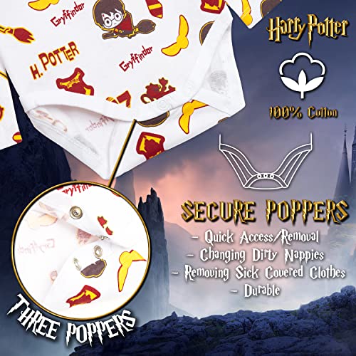 HARRY POTTER Body Bebe Manga Larga, Ropa Bebe 100% Algodón, Regalos Bebe Recien Nacido Pack de 3 (6-9 Meses)
