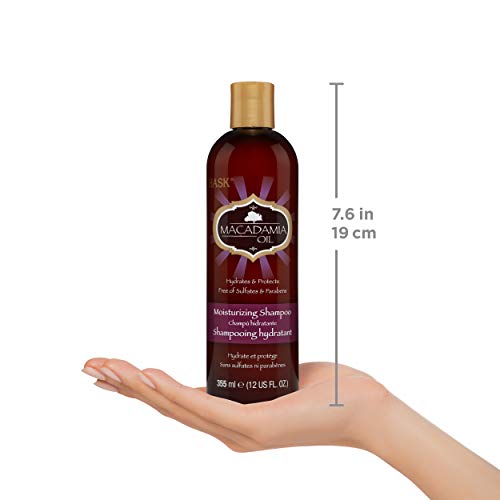 HASK Macadamia Moisturizing Oil Champú Hidratante para todo tipo de cabello, sin decoloración, sin gluten, sin sulfatos, sin parabenos, 355 ml