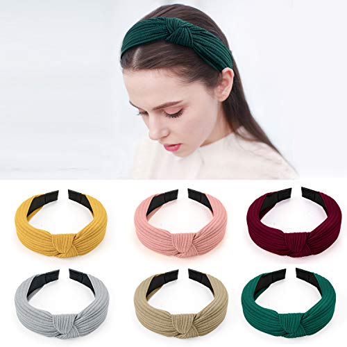 HBselect Diademas Pelo Nudo 10 Pcs,Suave Punto Turbantes Para Chica Mujer Multicolor Accesorio Pelo (set de 6 colores amarillo rosa, gris,verde rojo etc.)