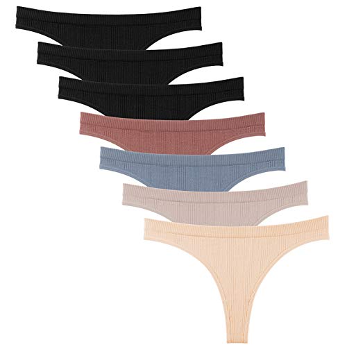 HBselect Tangas Mujer Pack 7 Bragas Transpirables Bragas Mujer Tangas para Mujer (Pack de Color B, S)