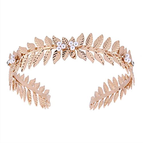 HDHUIXS Confiable Hojas de la Cabeza de la Cabeza Premium Cabeza Liviana Capucha Pearl Hour Piedra Cierre de Pelo Cierre de Cabello Caballera de la Boda Compatible con Mujeres Mujeres Damas Práctico