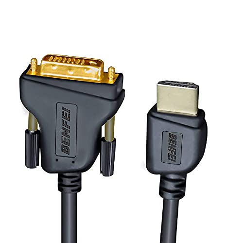 HDMI a DVI, BENFEI 0,9M HDMI a DVI Cable bidireccional DVI-D 24 + 1 Macho a HDMI Macho Cable Adaptador de Alta Velocidad Soporte 1080P Full HD Compatible para Raspberry Pi, Roku, Xbox One, PS4 PS3