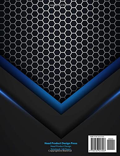 Head Product Design Notebook, Professional Journal, Office Writing Notebook, Daily Notes & Action Items Notebook, 140 pages, 8.5” x 11”, Glossy cover, Black Hex