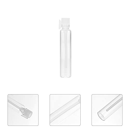 HEALLILY 50 Unidades de Botellas de Muestra de Perfume de Vidrio Mini Frascos de Muestra de Perfume Recargables Envases para Aceites Esenciales de Aromaterapia Líquido 2Ml