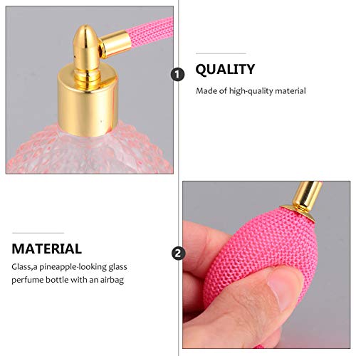 HEALLILY Botella de Perfume Vintage Atomizador en Aerosol Recargable 100 Ml Envase Cosmético de Vidrio Vacío con Borla Larga para Oficina en Casa Viajes Al Aire Libre Rosa