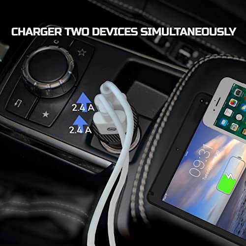 Heardear Cargador de Coche Mini 24W 4.8A Dual USB Car Charger,Adaptador de Coche Flush Fit,para iPhone,iPad Pro,Samsung Galaxy,Nota,LG,Pixel,HTC y más (Blanco)