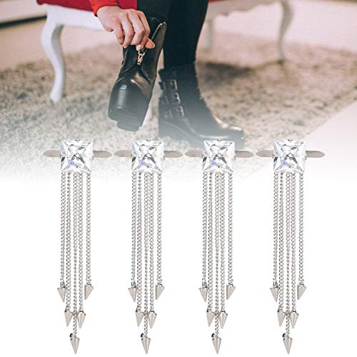 Hebilla de cadena con borlas para zapatos, antiarrugas y antidesgaste, resistente, 4 piezas, hebilla de circonita con flores para zapatos, manualidades duraderas para manualidades para la