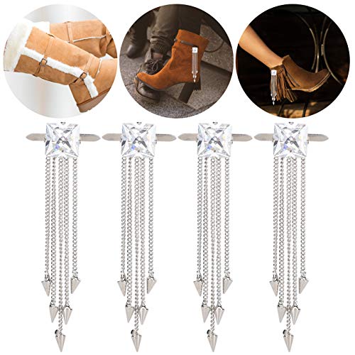 Hebilla de cadena con borlas para zapatos, antiarrugas y antidesgaste, resistente, 4 piezas, hebilla de circonita con flores para zapatos, manualidades duraderas para manualidades para la