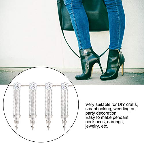 Hebilla de cadena con borlas para zapatos, antiarrugas y antidesgaste, resistente, 4 piezas, hebilla de circonita con flores para zapatos, manualidades duraderas para manualidades para la
