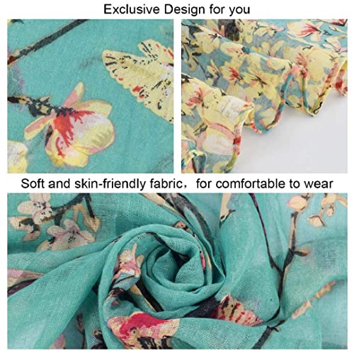 heekpek Bufanda Mujer Estampada de Mariposa y Planta de Gasa Elegante Cozy Ligera Pañuelo Bufanda Cuello Mujer Usar Durante Todo el Año