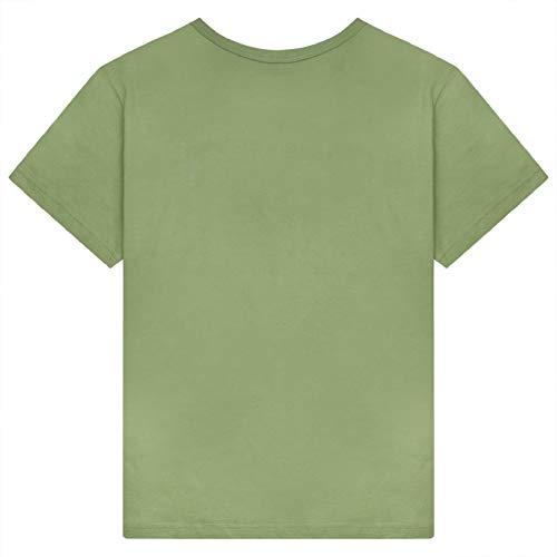 heekpek Camisetas Mujer Verano Manga Corta Casual Camiseta Holgada con Estampado de Amor y Labios T-Shirt Mujer Short Sleeve Shirt, Aceituna, L