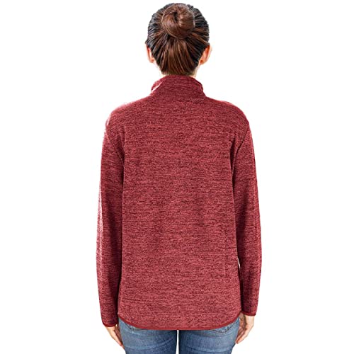 heekpek Sudaderas Mujer Pullover Elástica Sudaderas Manga Larga con Cremallera de 1/4 Otoño Invierno Casual Tops Abrigo con Bolsillos Tela Tejida Sudaderas sin Capucha