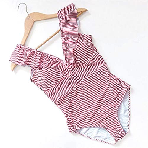 heekpek Traje De Baño Mujer Una Pieza Moda Monokini Push Up Brasileño Rayas Floral Impresión Baño Bañador Traje Bikini Bañadores De Mujer Tallas Grandes Ropa de Baño Cuello en V