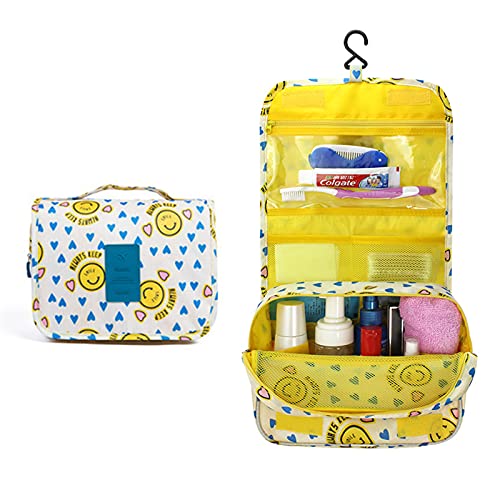 Heiqlay Neceser Viaje Hombre y Mujer Bolso de tocador Mujer Bolso tocador con Gancho para Hombres y Mujeres Artículos de Viaje al Aire Libre, Amarillo, 17x26x9cm