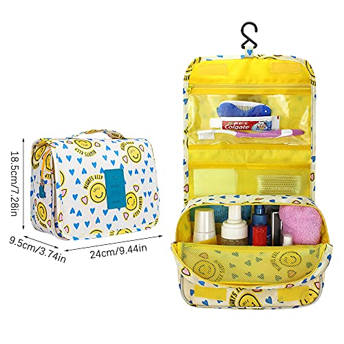 Heiqlay Neceser Viaje Hombre y Mujer Bolso de tocador Mujer Bolso tocador con Gancho para Hombres y Mujeres Artículos de Viaje al Aire Libre, Amarillo, 17x26x9cm