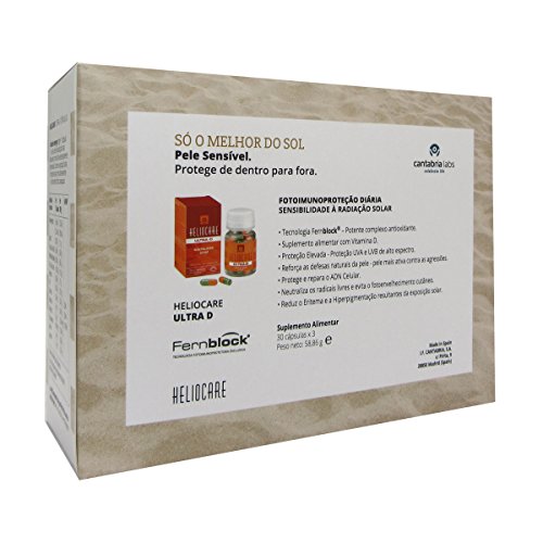 Heliocare Ultra D Paquete de protector solar, 3 envases de 30 cápsulas