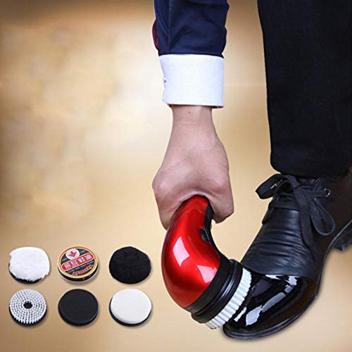 Hellery Máquina Pulidora de Zapatos Eléctrica Cepillo de Limpieza Cuidado de Zapatos de Cuero - Rojo