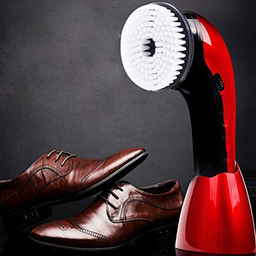Hellery Máquina Pulidora de Zapatos Eléctrica Cepillo de Limpieza Cuidado de Zapatos de Cuero - Rojo