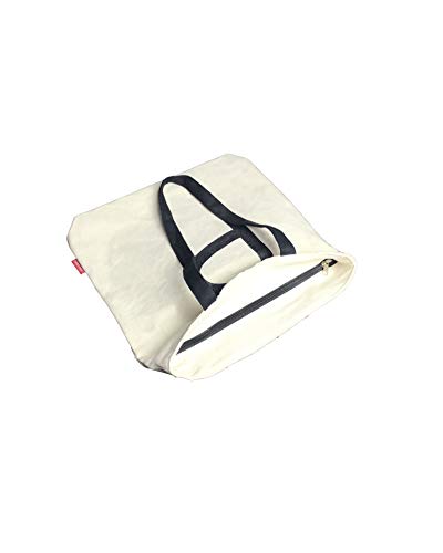 Hello-Bags. Bolso Tote. Algodón 100%. Modelo P. Blanco. con Cremallera, Forro y Bolsillo Interior. 37 * 38 cm. Incluye Bonito sobre Kraft de Regalo.