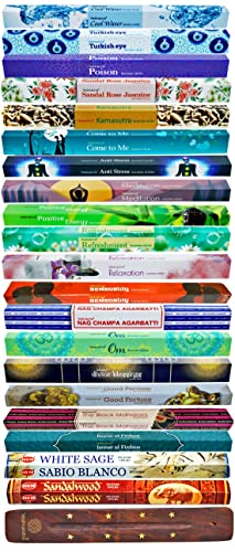 Hem - Varillas de incienso de , 6 unidades, salvia blanca, sangre de dragón, bosque lluvioso, limón y cedro, paquete de regalo de incienso con soporte para palillos de EASY 4 SAVE