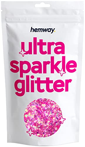 Hemway rosa iridiscente mezcla del brillo Chunky Multi Propósito polvo del polvo de Arte y Artesanía del vidrio de vino Decoración bodas flores cosmética para ojos y rostro Cuerpo Nails - 100g