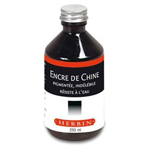 Herbin 11109T - Un flacon d'encre de Chine noire, 250 ml