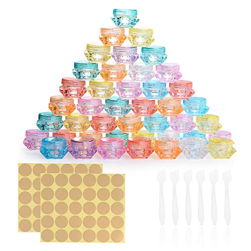Herefun 64 Piezas Contenedor de Cosmética, Envase Cosmético Vacío, 8 Colores Botes Cosmetica Vacios, Transparente Puede Pequeño Botes Cosméticos, Juego de Tarros de Viaje con Tapa