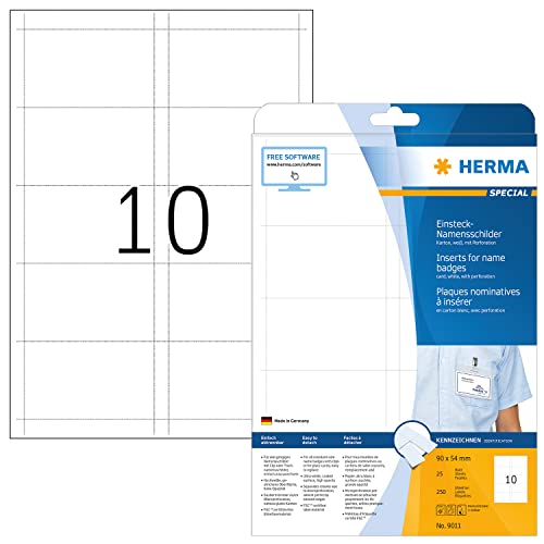 Herma 9011 - Pack de 250 tarjetas, 90 x 54 mm, color blanco